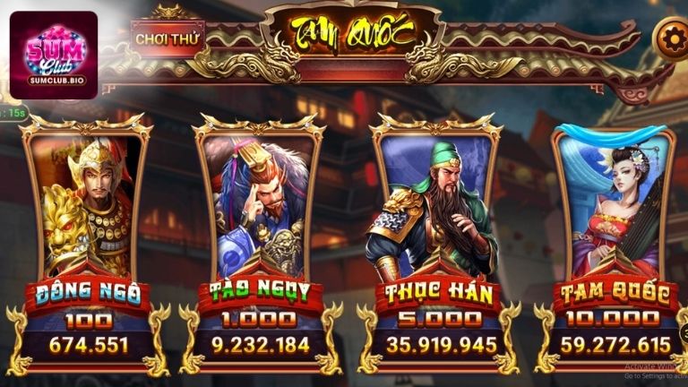 Các phòng cược trong Khởi Nghĩa Tam Quốc SumClub