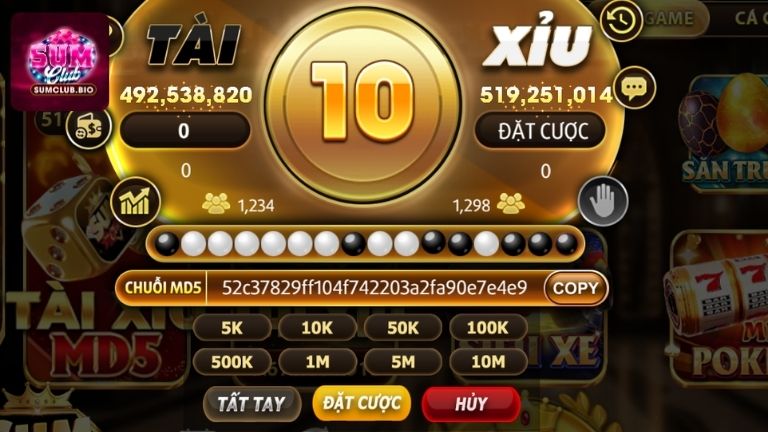 Cách chơi Tài Xỉu MD5 cơ bản tại cổng game SumClub