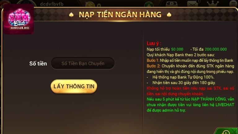 Phương thức thanh toán SumClub - qua ngân hàng